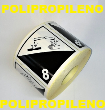 CLASE 8 Sustancias Corrosivas 100X100 MM - POLIPROPILENO PLÁSTICO