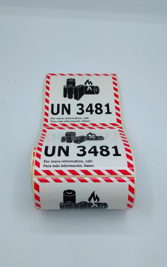 BATERIA DE LITIO UN 3481 - 100X100 mm - BOBINA PERSONALIZADA