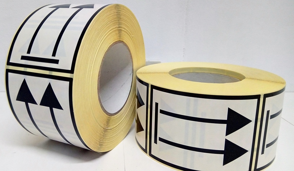 ETIQUETA FLECHAS ORIENTACION BULTOS - Bobina 1.000 Unidades