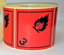 CLASE 3 LIQUIDOS INFLAMABLES 100X100 MM  Bobina 