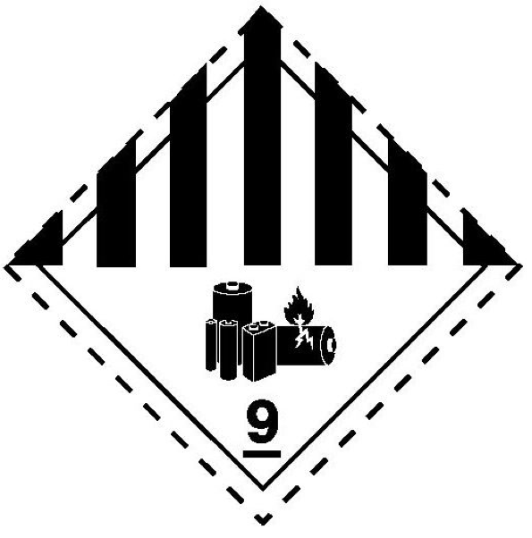 CLASE 9A ADR BATERIAS/ PILAS 100x100mm - Bobina 1.000 unidades