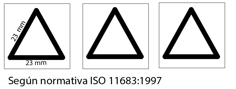 ADHESIVO PLÁSTICO RELIEVE TRIANGULO PELIGRO INVIDENTES - SEGÚN NORMATIVA ISO 11683:1997