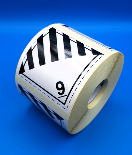 [CLASE 9 LINEA DISCONTINUA 110X110 MM] ETIQUETA CLASE 9 PELIGROS DIVERSOS LINEA discontínua 110X110 MM - Bobina