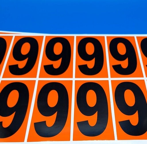 [REF. 9] PACK NUMERACIÓN NARANJA 14UDS / HOJA IMPRESA  - NUMERO 9