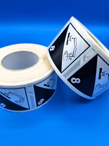 [CL8_50X50] PICTOGRAMA CLASE 8 MATERIAS CORROSIVAS 50X50 MM R1000