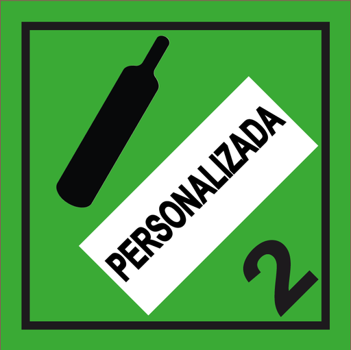 CLASE 2.2 GASES NO INFLAMABLES 250x250mm PERSONALIZADA - TEXTO INTERIOR - Bobina 100 uds